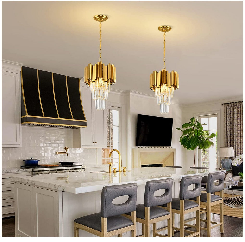 3 Light Gold Fixture Dining Kitchen Island Entryway Crystal Chandelier ...