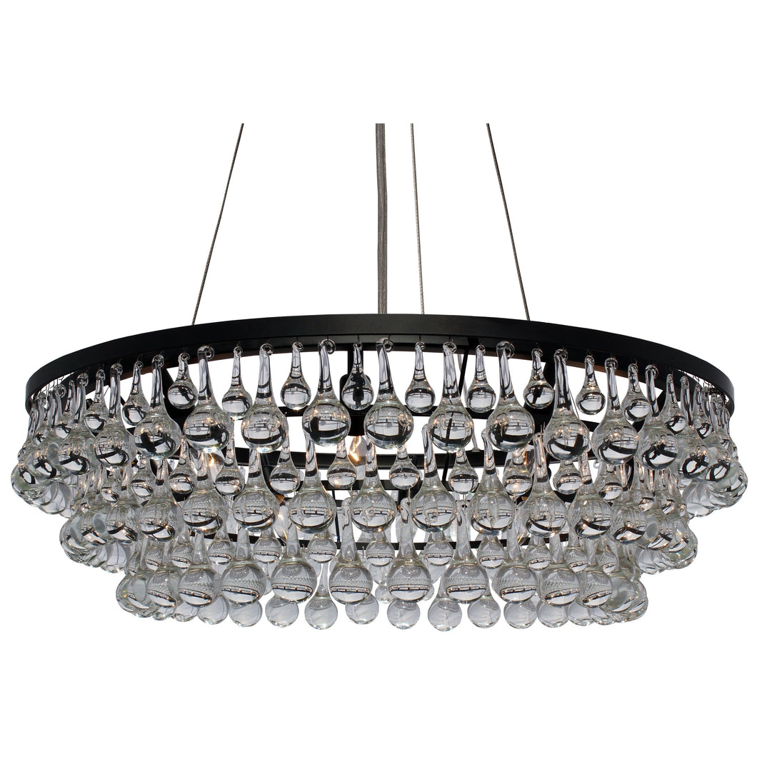 Glass Drop Crystal Chandelier - Black - 32in Diameter