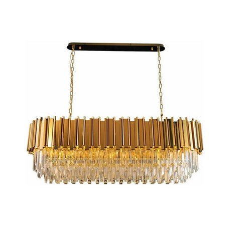 Gold Plated Crystal Dining Room Kitchen Island Chandelier, 40