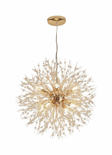 12 Light Modern Gold Sun Fireworks Pendant Crystal Chandelier, 22