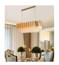 Gold Plated Crystal Dining Room Kitchen Island Chandelier, 40" Length