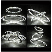 DIMMABLE Modern LED K9 Crystal Chandelier Pendant Lamp Flush Mount Ceiling Light Fixture - 32"