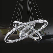 DIMMABLE Modern LED K9 Crystal Chandelier Pendant Lamp Flush Mount Ceiling Light Fixture - 32"