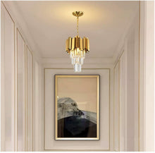 3 Light Gold Fixture Dining Kitchen Island Entryway Crystal Chandelier Pendant