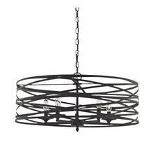 4-Light Strap Cage Vorticy Drum Chandelier, Bronze
