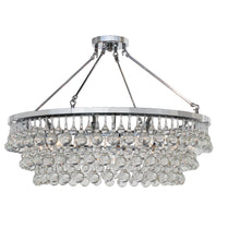 10-light Glass and Crystal Chandelier - 32in Diameter - Chrome