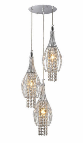 3-light Adjustable Crystal Chrome-finish Chandelier - Chrome