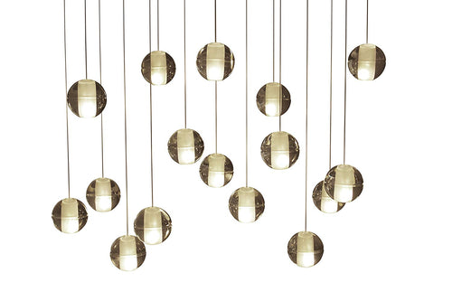 16-Light LED Rectangular Floating Glass Ball Chandelier