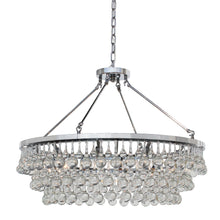 10-light Glass and Crystal Chandelier - 32in Diameter - Chrome