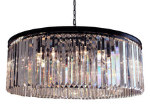 12-Light Round Clear Glass Fringe Crystal Prism Chandelier, Clear Glass
