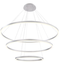 3 Circular LED Chandelier - Matte Silver - 32in Diameter - Switchable Daylight and Softwhite Lights - Dimmable