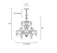 Wrought Iron and Crystal 5-light Chandelier