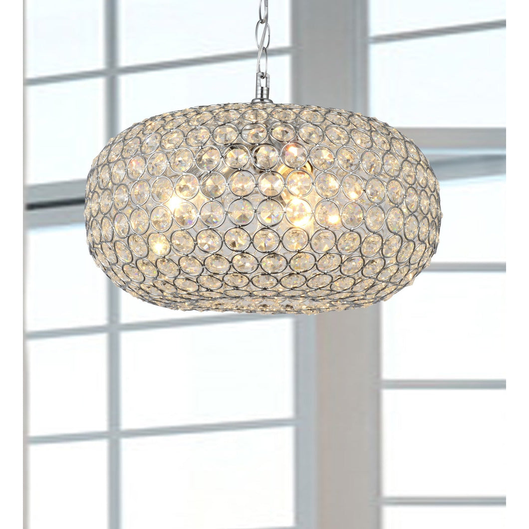 Oval-shaped 3-light Crystal and Chrome Chandelier