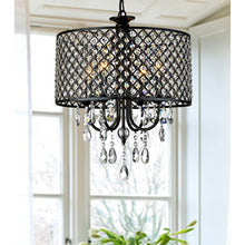 Antique Black 4-light Round Crystal Chandelier