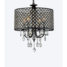 Antique Black 4-light Round Crystal Chandelier