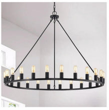 24-light Wagon Wheel Chandelier - 48-inch - Matte Black