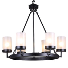 6-light Black Linear Glass Globe Chandelier