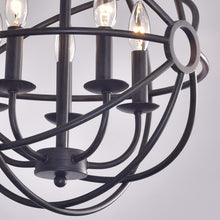 5-light Antique Black Metal Tube Globe Chandelier