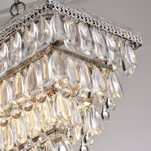 Antique Silver 6-light Rectangular Glass Droplets Chandelier
