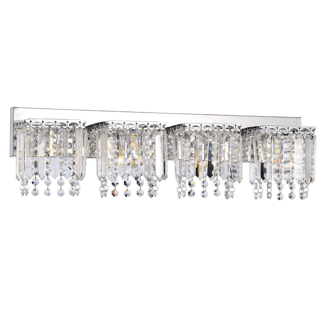 4-light Chrome Finish Crystal Strand Wall Sconce