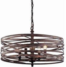 4-Light Strap Cage Chandelier - Weathered Iron